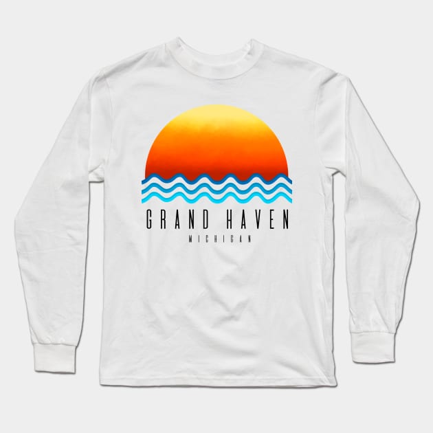 Grand Haven Sunset Long Sleeve T-Shirt by Megan Noble